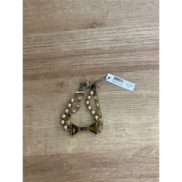Marc by Marc Jacobs Bow Brass Double Strand Beaded Crystal Bracelet NWT - Picture 1 of 4
